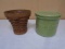 2009 Small Longaberger Basket w/Protector and Longaberger Pottery Crock w/Lid