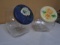 (2) Glass Candy/Cookie Jars w/Hand Painted Wood Lids