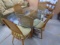 Oak and Wicker Glass Top Dining Table w/4 Matching Chairs