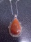 Ladies German Silver and Red Sunstone Pendant and Necklace