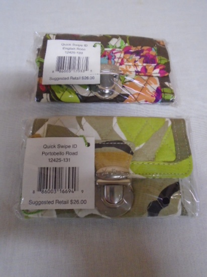 (2) Brand New Vera Bradley Quick Swipe ID Wallets