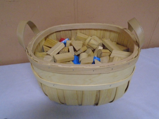 Bakset Full of Wooden Building Blocks