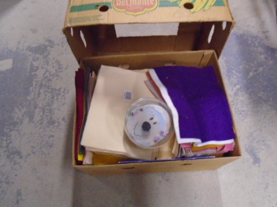 Large Box of Crafting Supplies & Felt