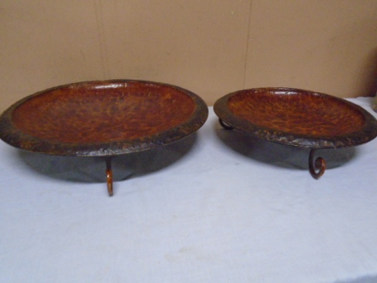 2 Large Metal Art Décor Bowls
