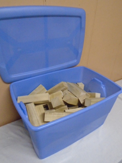 Tote Full of Large Wooden Building Blocks