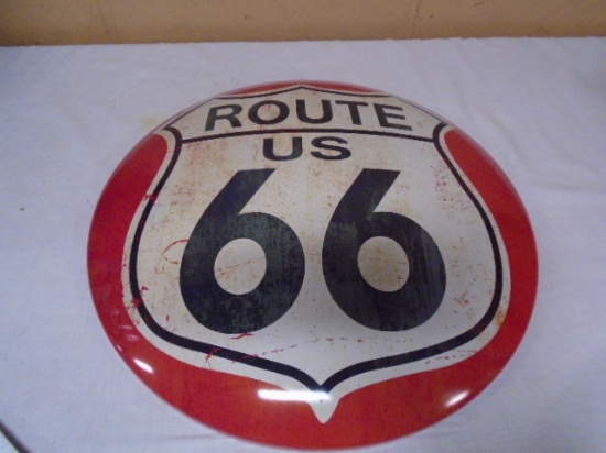 Route 66 Round Metal Button Sign