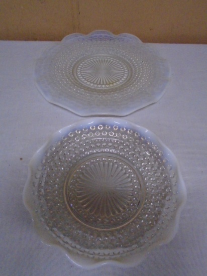 Hobnail Opalescent Moonstone Bowl & Platter