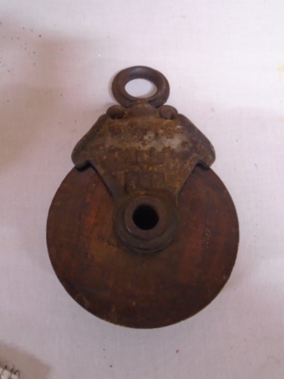 Antique Meyers Iron & Wood Barn Pulley