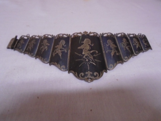 Vintage Sterling Silver Panel Link Bracelet
