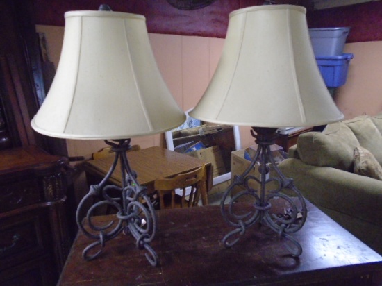 2 Matching Iron Table Lamps
