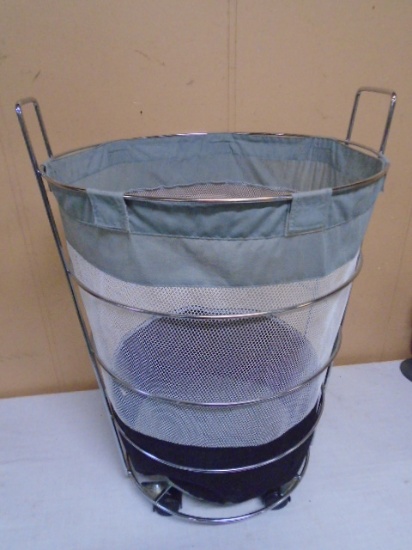 Rolling Chrome Hamper w/ Removable Bag