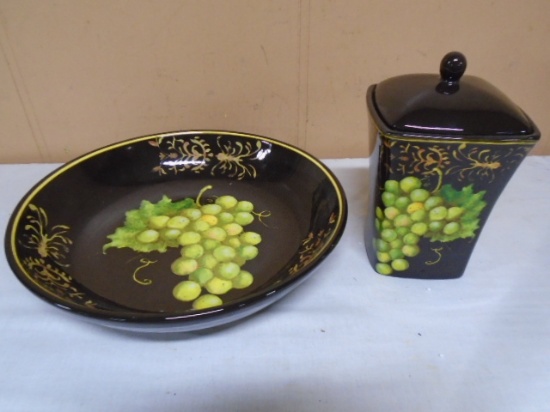 Susan Winget Large Bowl and Matching Covered Jar