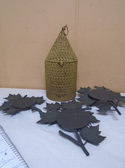 Metal Candle Lamp and 3 Iron Candle Holders