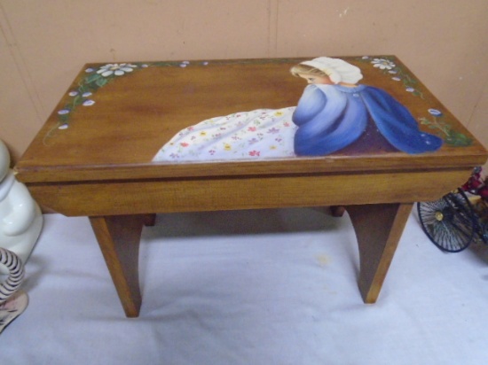 Beautiful Hand Painted Wooden Bench