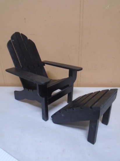 Small Wooden Adirondak Chair & Ottoman