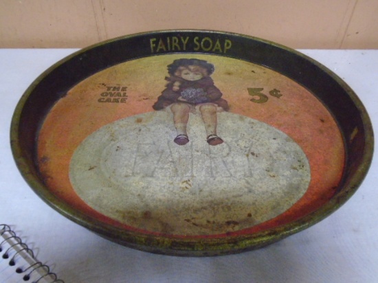 Vintage Fairy Soap Round Metal Advertisement Tray