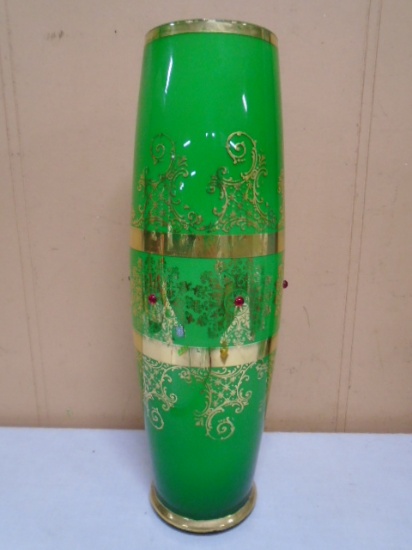 Vintage Bohemian Glass Gold Gilt Vase