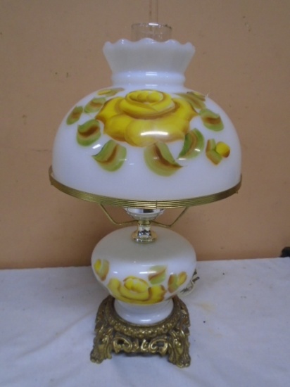 Beautiful Hand Painted Electric Hurricane Lamp