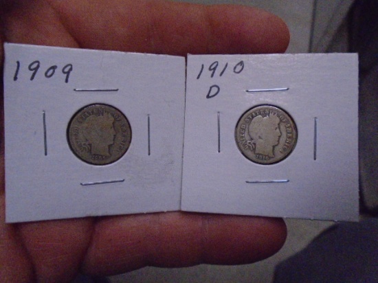 1909 and 1910D-Mint Barber Dimes