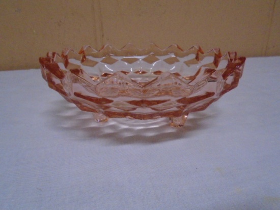 Vintage Indiana Glass Pink 3 Footed Bowl