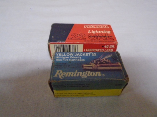 50 Round Box of remington Yellow Jacket 22 and 50 Round Box of Federal Lighting 22 LR