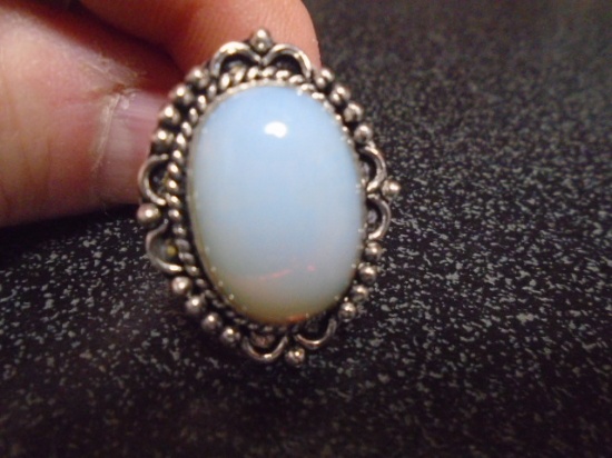 Ladies German Silver and Opal Sky Ring