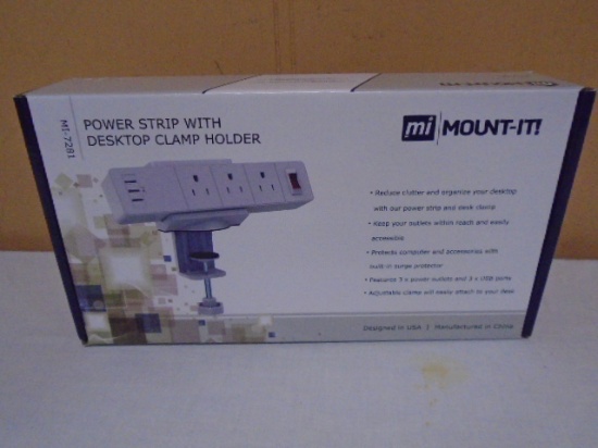 Mount It Power Strip w/Clamp Holder