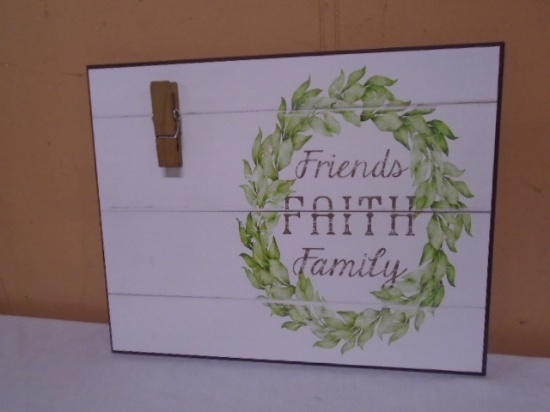 Friends-Faith-Family Wooden Wall Art Photo Holder