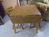 Small Wooden Drop Leaf Table w/ 2 Matching Chairs