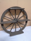 Wooden Wagon Wheel Wall Shelf