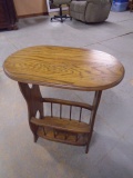 Solid Oak Side Table w/ Magazine Rack