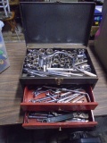 2 Drawer Steel Hand Carry Tool Box Filled w/ Tools