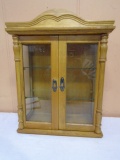 Small Wall Oak Curio w/ 2 Glass Shelves