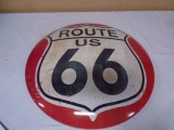 Route 66 Round Metal Button Sign