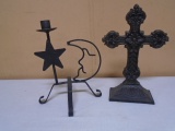 Iron Cross & Candle Holder
