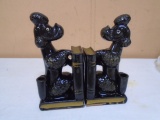 Vintage Set of Poodle Bookends w/ Pen Holders