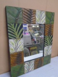 Large Metal Art Beveled Glass Wall Mirror