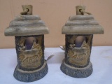 (2) Solar Powered Hanging Lanterns w/Buck Deer