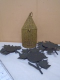 Metal Candle Lamp and 3 Iron Candle Holders