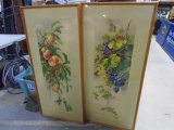 2 Large Oak Framed & Matted Fruit Print