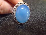 Ladies German Silver and Blue Calci Ring