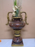 Large Double Handled Vase w/Décor