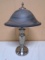 Brushed Stainless Steel Table Lamp w/Glass Shade