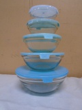 5 Pc.  Glass Nesting Bowls w/Lids