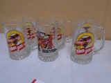 Set of (6) Heavy Glass Slim Jim Beer Mugs