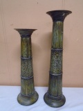 Pair of Metal Art Candle Pillars