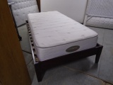 Twin Size Platform Bed w/ Like New Beauty Rest All White No-Flip Mattress