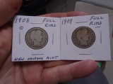 1908 O Mint & 1909 Barber Quarters