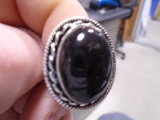Ladies German Silver & Black Onyx Ring