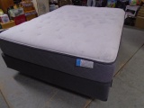 Queen Size Bed Complete w/ All White Sealy Plush No-Flip Mattress Set